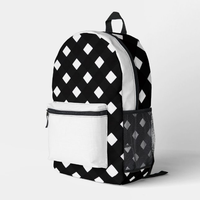 Black & White Pattern Backpack   (Back Corner Right)