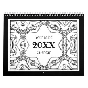 Black & White Pattern Colouring Book Calendar