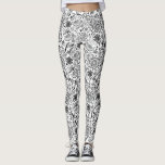 Black White Pattern Leggings<br><div class="desc">An elegant floral black and white pattern decorates these women's leggings. The pattern has flowers,  postage marks,  and calligraphy script words. Modern,  Stylish and fashionable french post cartale style. Designed for you by Blackberry Boulevard.</div>
