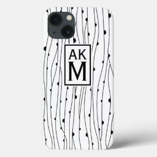 Black & White Pattern Monogram iPad Mini Case