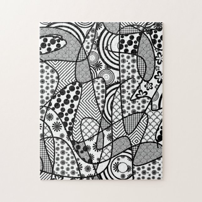 Black & White Pattern Patchwork 02 Jigsaw Puzzle (Vertical)