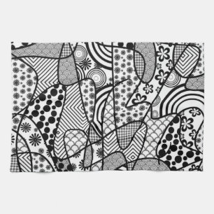 Black & White Pattern Patchwork 02 Kitchen Towel