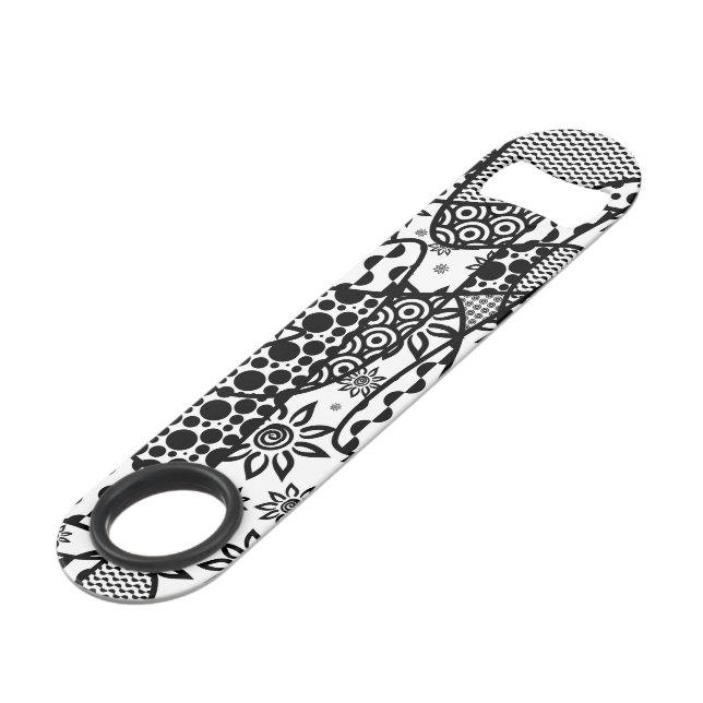 Black & White Pattern Patchwork 03 Bar Key (Front Angled)