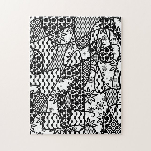 Black & White Pattern Patchwork 03 Jigsaw Puzzle (Vertical)
