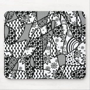 Black & White Pattern Patchwork 03 Mouse Pad