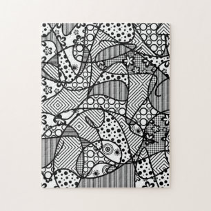 Black & White Pattern Patchwork 04 Jigsaw Puzzle