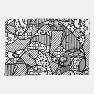Black & White Pattern Patchwork 04 Kitchen Towel