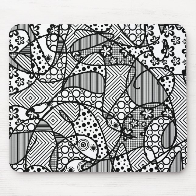 Black & White Pattern Patchwork 04 Mouse Pad (Front)
