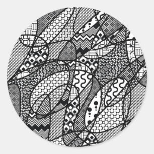 Black & White Pattern Patchwork 05 Classic Round Sticker