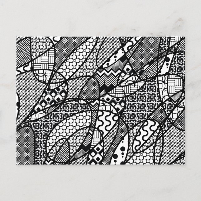 Black & White Pattern Patchwork 05 Postcard (Front)