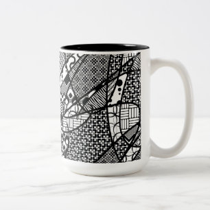 Black & White Pattern Patchwork 05 Two-Tone Coffee Mug