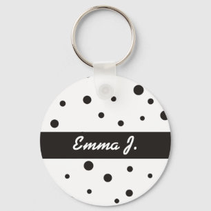 Black & White Pattern Personalized Name Keychains