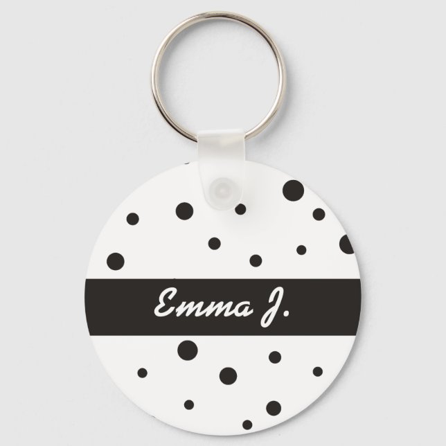 Black & White Pattern Personalized Name Keychains (Front)