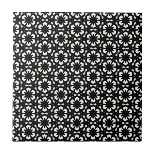 Black & White Patterns | Hexagons II Tile (Front)