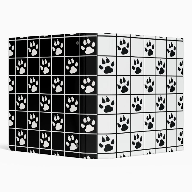 Black White Paws Claws Plaid Design  Binder (Background)