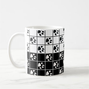 Black White Paws Claws Plaid Design  Coffee Mug