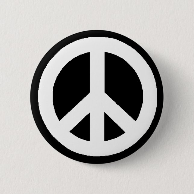 Black & White Peace Sign 2 Inch Round Button (Front)