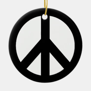 Black White Peace Sign Symbol Ceramic Ornament