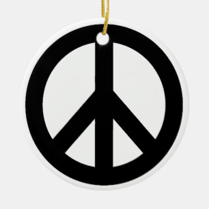 Black White Peace Sign Symbol Ceramic Ornament