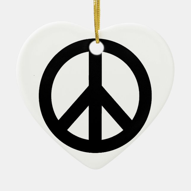 Black White Peace Sign Symbol Ceramic Ornament (Front)
