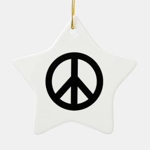 Black White Peace Sign Symbol Ceramic Ornament