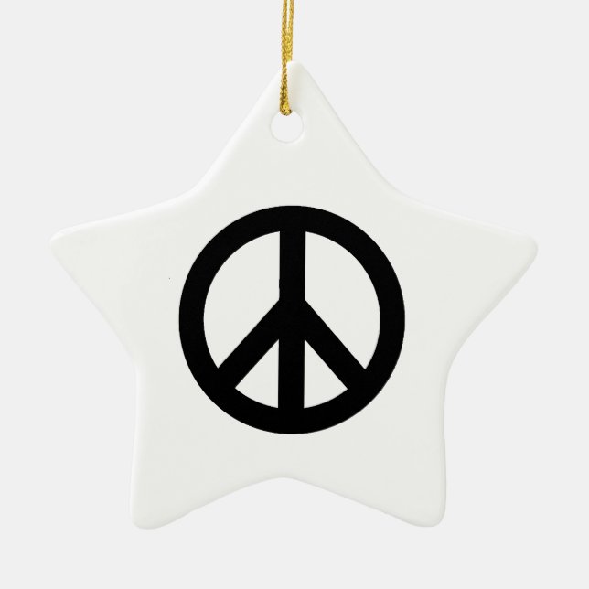 Black White Peace Sign Symbol Ceramic Ornament (Front)