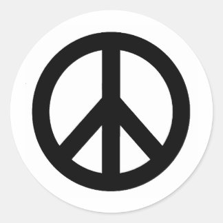 Black White Peace Sign Symbol Classic Round Sticker