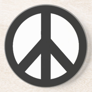 Black White Peace Sign Symbol Coaster