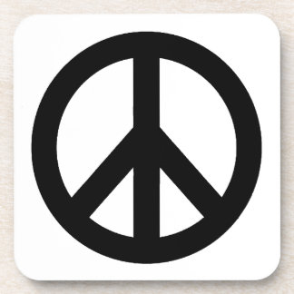 Black White Peace Sign Symbol Coaster