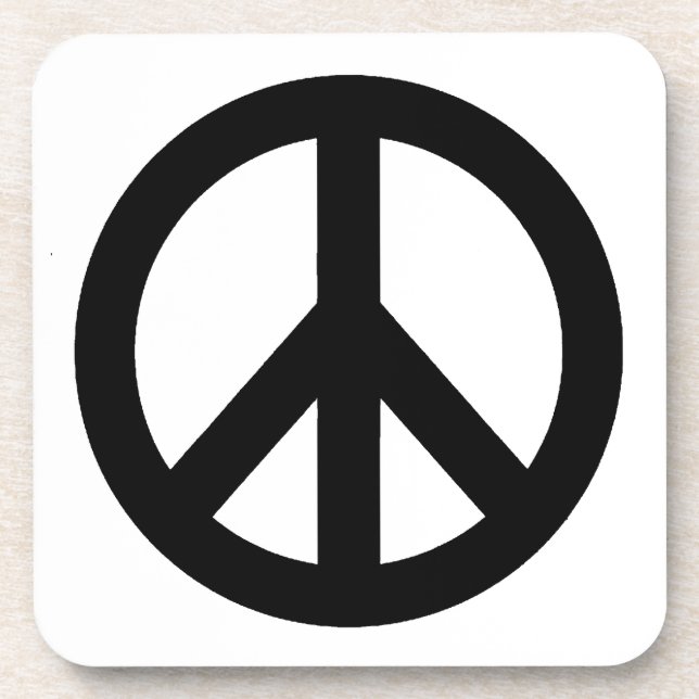 Black White Peace Sign Symbol Coaster (Front)