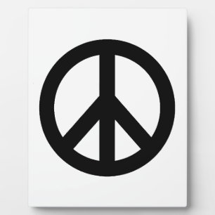 Black White Peace Sign Symbol Plaque