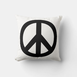 Black White Peace Sign Symbol Throw Pillow