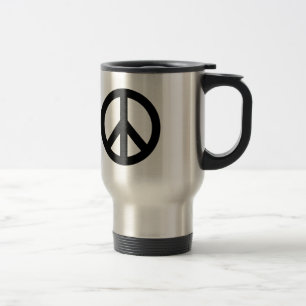 Black White Peace Sign Symbol Travel Mug