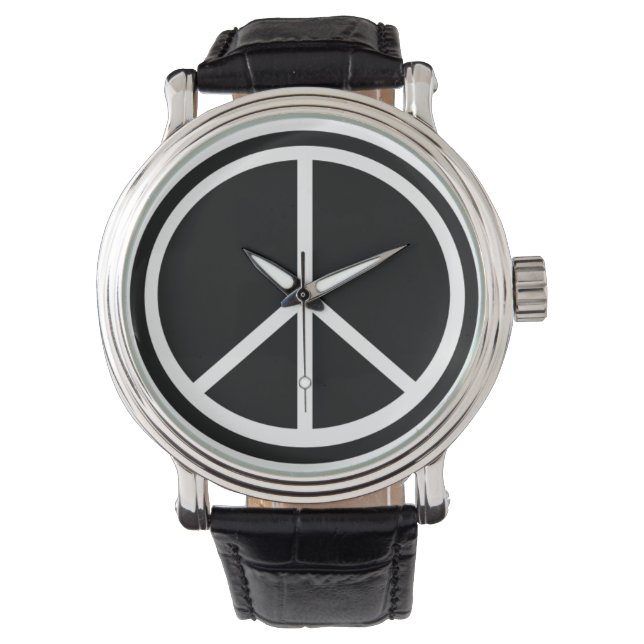 Black & White Peace Sign Watch (Front)