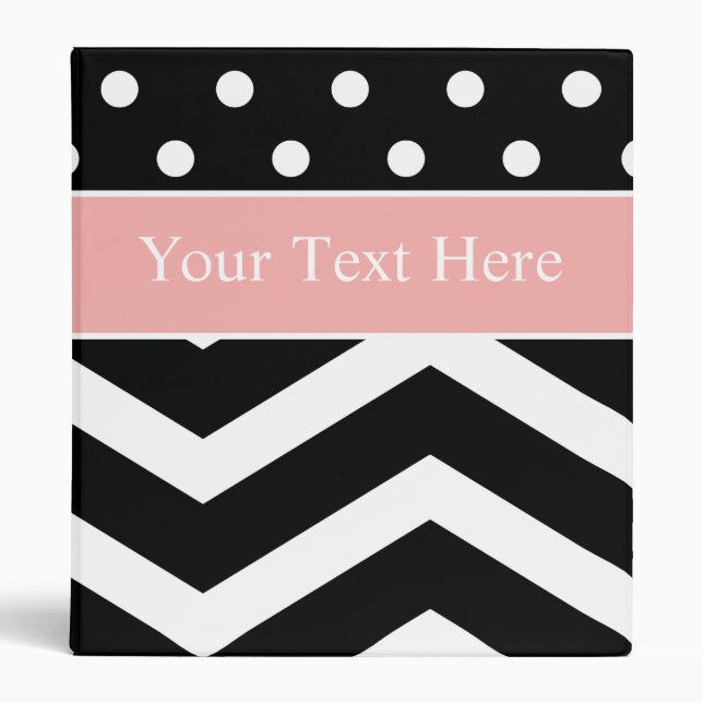 Black White Peach Chevron Custom Binder (Front)