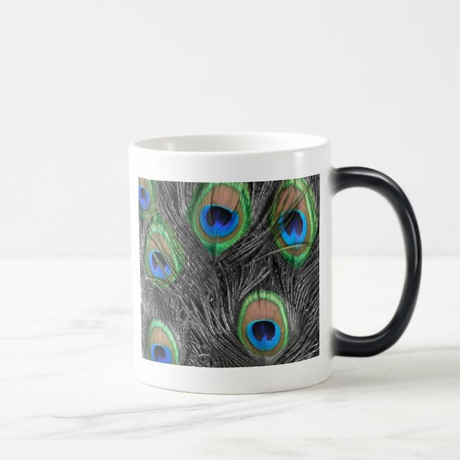Black & White Peacock Feathers Mug (Right)
