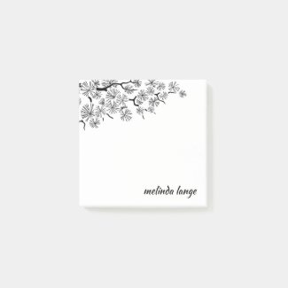 Black White Pen Ink Pine Branch