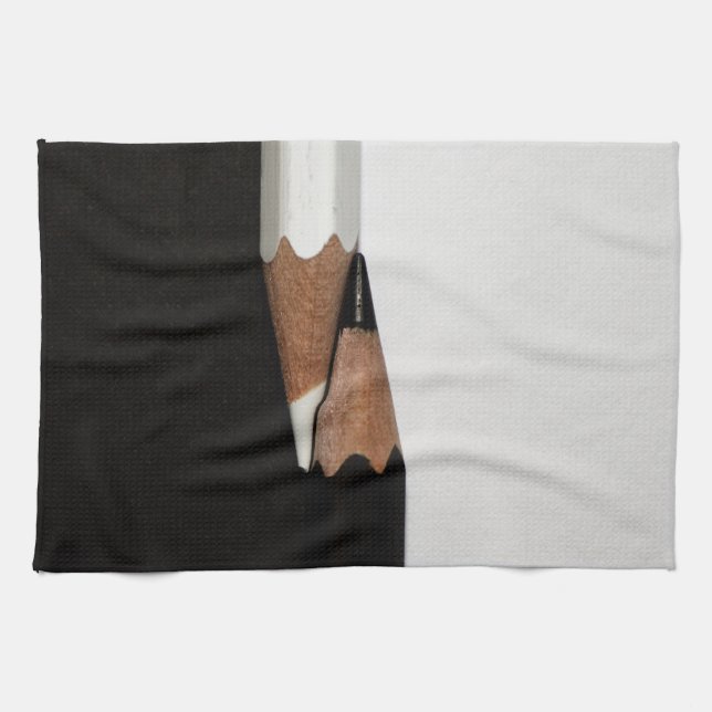 black white pencils kitchen towel (Horizontal)