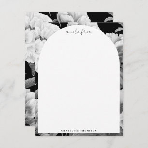 Black & White Peonies Watercolor Floral Card