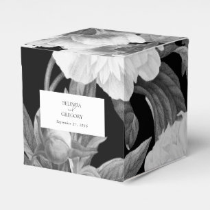 Black & White Peonies Watercolor Floral Wedding Favor Box