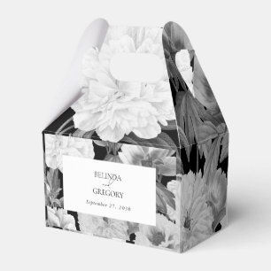 Black & White Peonies Watercolor Floral Wedding Favor Box