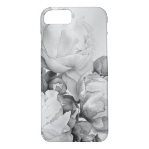 Black white peony elegant floral watercolor art  iPhone 8/7 case