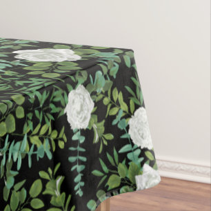 Black & White Peony Rose Floral Wedding Tablecloth