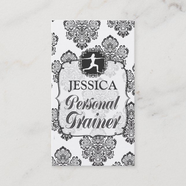 Black & White Personal Fitness Trainer Card (Front)