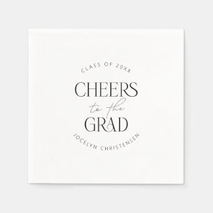 Black White Personalized Cheers Grad Party Napkin