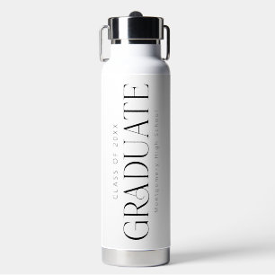 Black White Personalized Class of 2025 Graduate Water Bottle