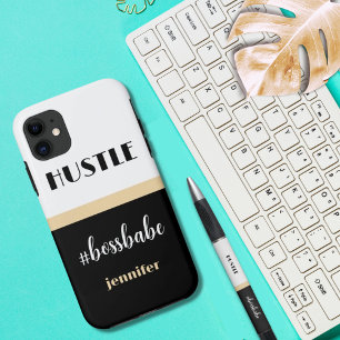 Black White Personalized Hustle Boss Babe iPhone 11 Case