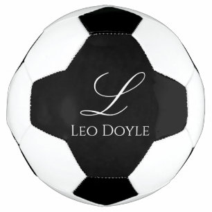 Black & White Personalized Initial Name Custom Soccer Ball