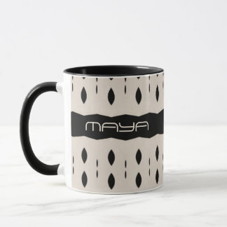 Black White Personalized Large Diamond Pattern Mug