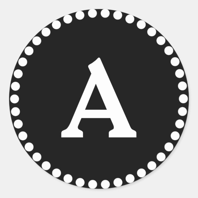 Black & White Personalized Monogram Envelope Seal (Front)